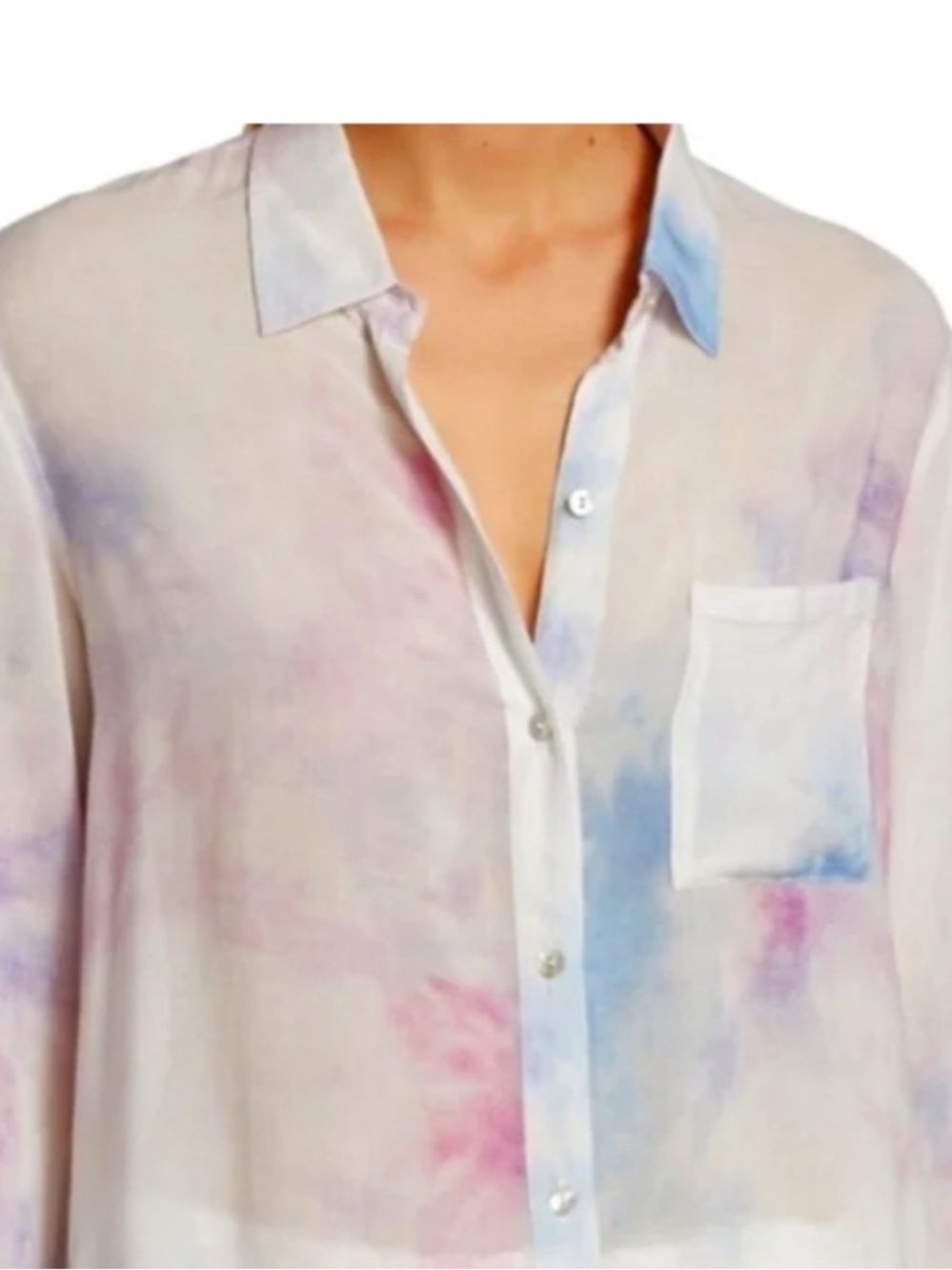 Rails Anna Aurora Light Pink & Blue Tie-Dye Button Down women’s Shirt
